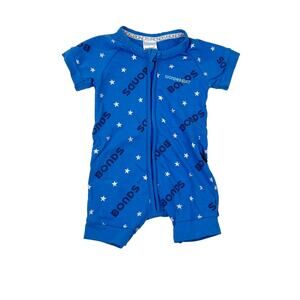 Bonds Blue Stars Wondersuit Zip Shorts Sleeper Pajamas